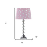 22" Crystal With Pink And White Dot Shade Table Lamp - Homeroots