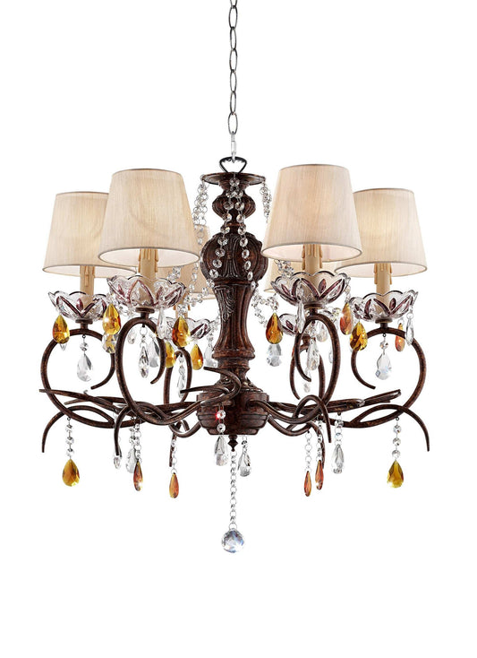 Burnished Bronze Hanging Ceiling Lamp with Clear and Amber Crystals - Homeroots - Flyclothing LLC