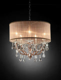 Silver and Pink Faux Crystal Hanging Chandelier Lamp - Homeroots - Flyclothing LLC