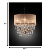 Silver and Pink Faux Crystal Hanging Chandelier Lamp - Homeroots - Flyclothing LLC