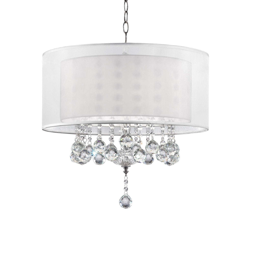 Chic Silver Ceiling Lamp with Crystal Accents and Silver Shade - Homeroots - Flyclothing LLC