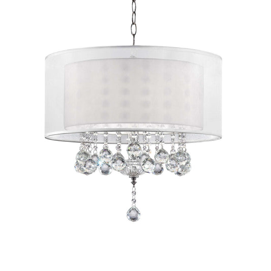 Chic Silver Ceiling Lamp with Crystal Accents and Silver Shade - Homeroots - Flyclothing LLC