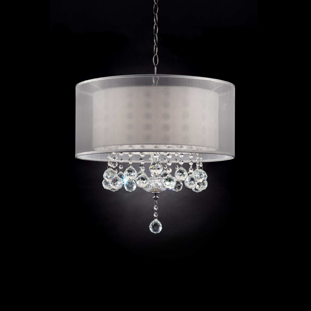 Chic Silver Ceiling Lamp with Crystal Accents and Silver Shade - Homeroots - Flyclothing LLC