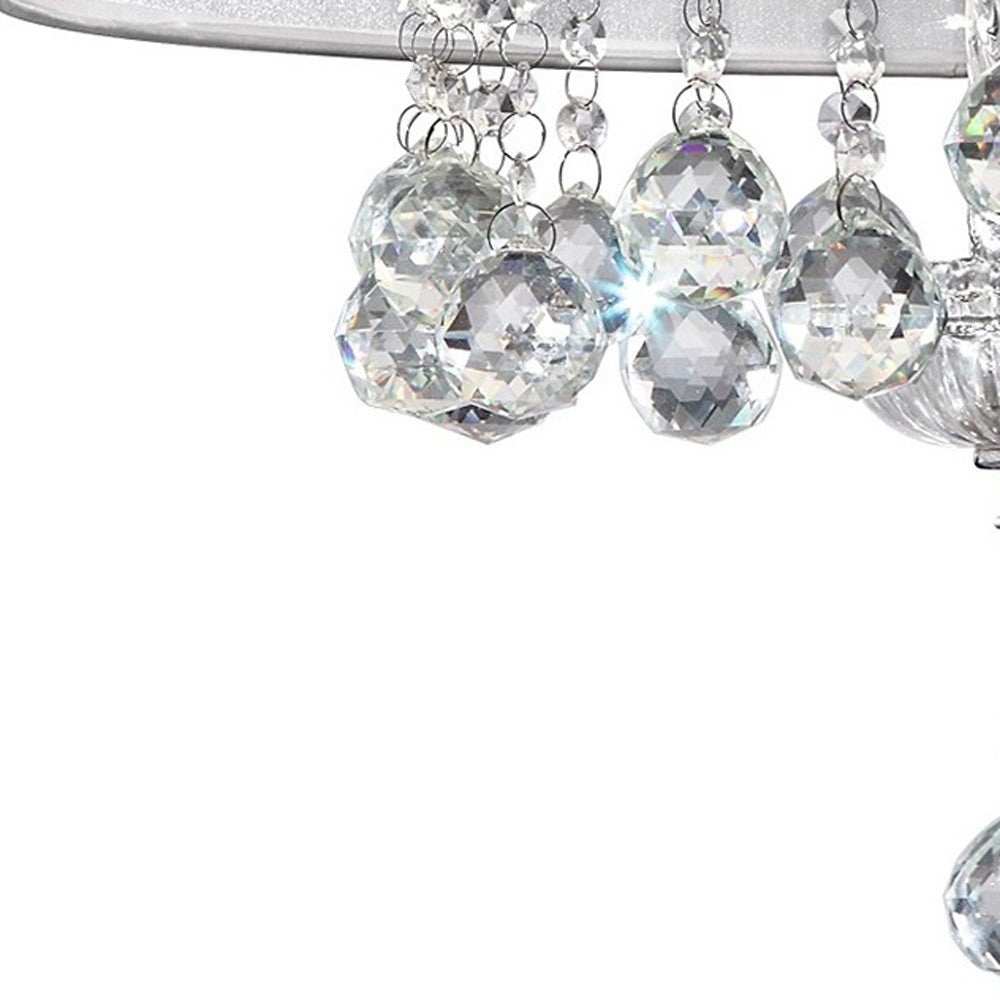 Chic Silver Ceiling Lamp with Crystal Accents and Silver Shade - Homeroots - Flyclothing LLC
