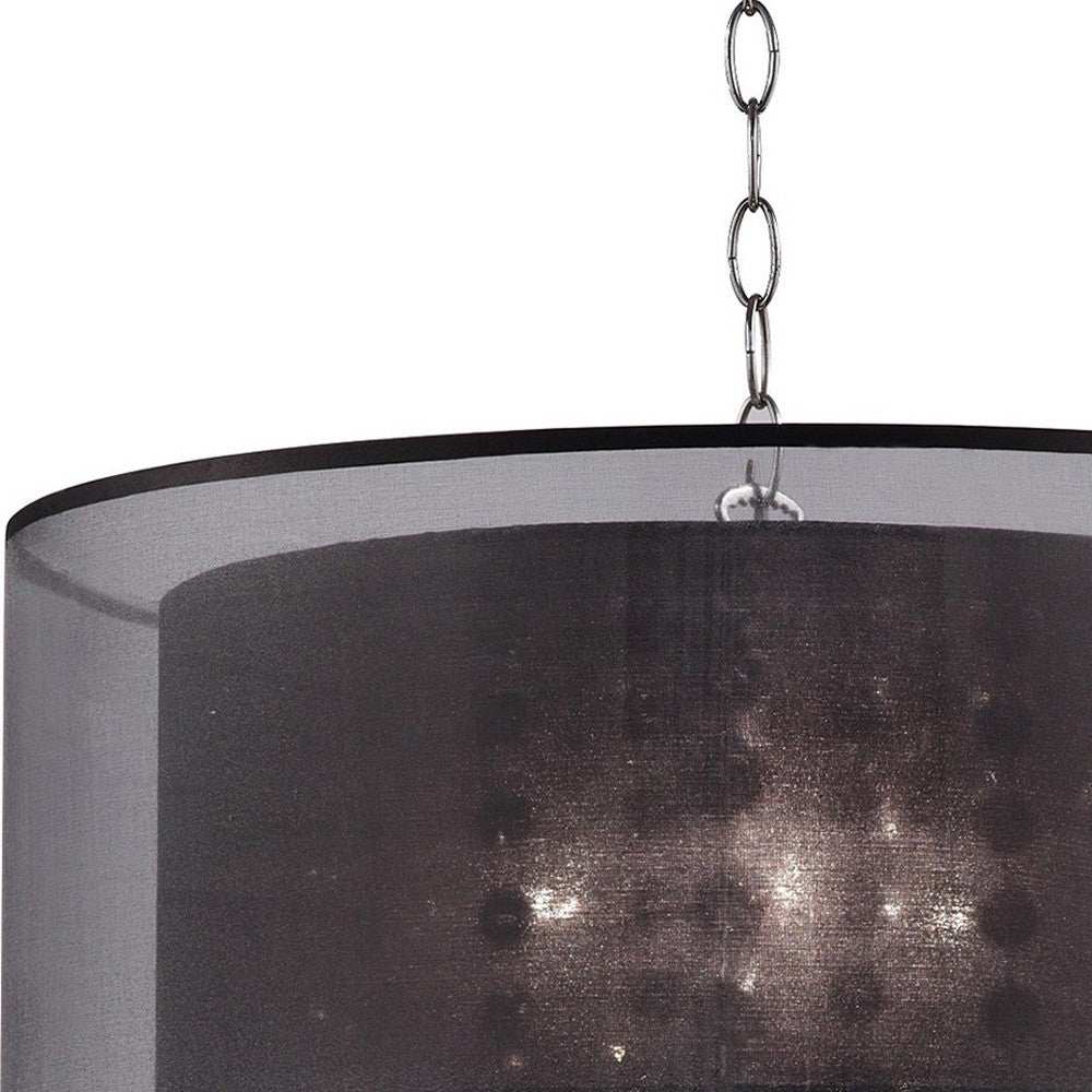 Contempo Silver Ceiling Lamp with Black Shade and Crystal Accents - Homeroots - Flyclothing LLC