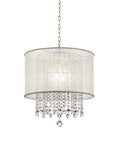 Primo Gold Finish Ceiling Lamp with Crystal Accents and White Shade - Homeroots - Flyclothing LLC