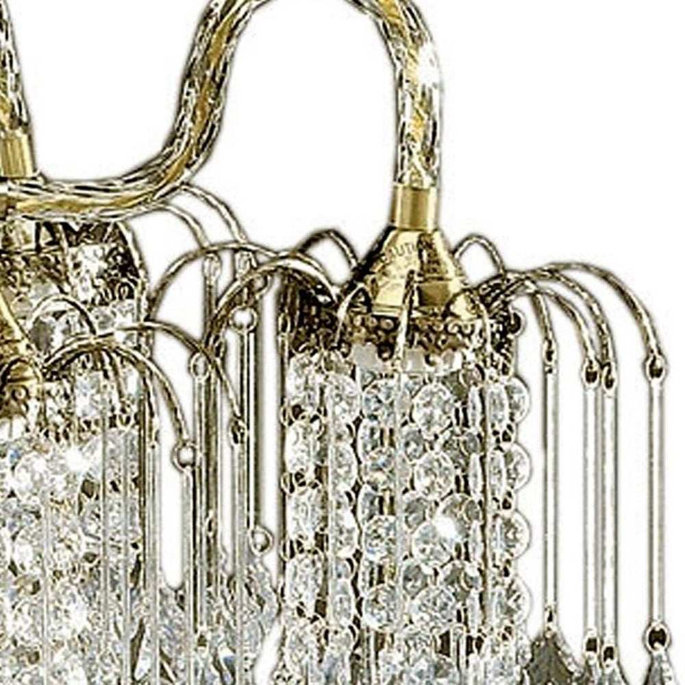 Two Tier Crystal and Brass Hanging Chandelier Light - Homeroots - Flyclothing LLC