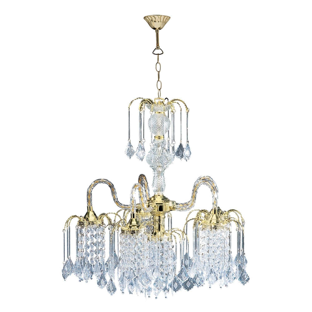 Two Tier Crystal and Gold Hanging Chandelier Light - Homeroots - Flyclothing LLC