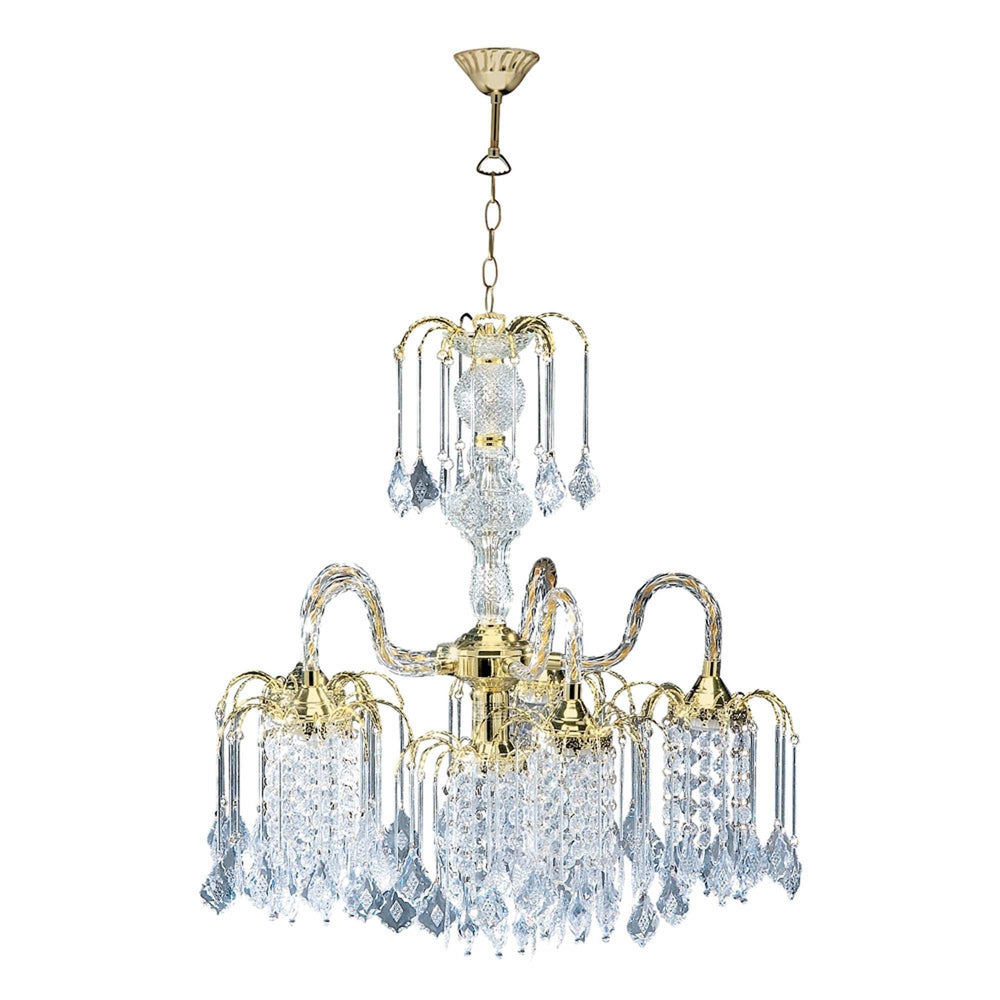 Two Tier Crystal and Gold Hanging Chandelier Light - Homeroots - Flyclothing LLC