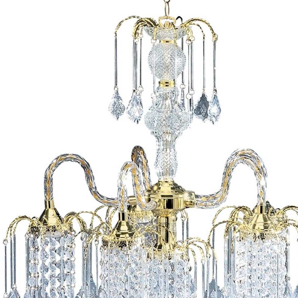 Two Tier Crystal and Gold Hanging Chandelier Light - Homeroots - Flyclothing LLC