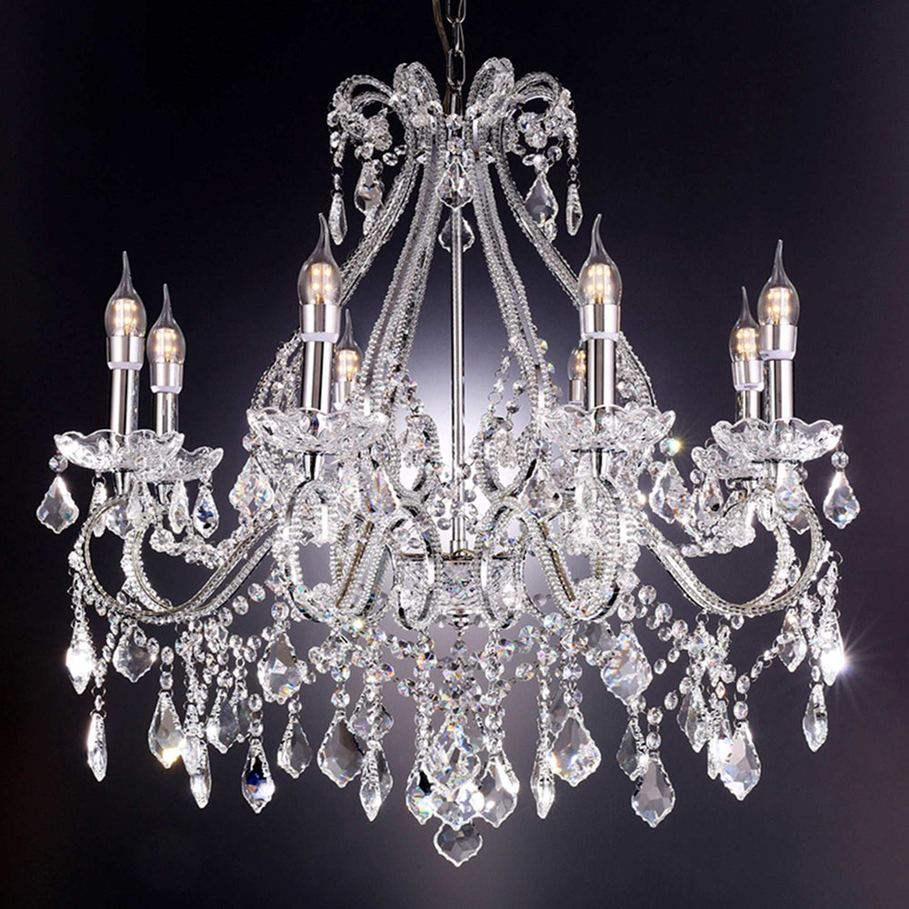 Candle Style Empire Eight Light Transparent Glass Led Ceiling Light - Homeroots - Flyclothing LLC