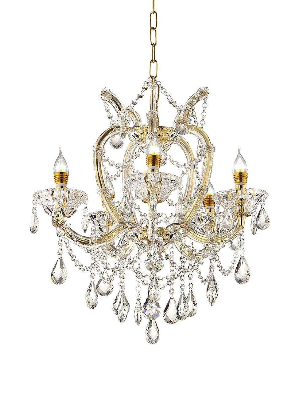 Five Light Glam Gold and Faux Crystal Chandelier - Homeroots - Flyclothing LLC