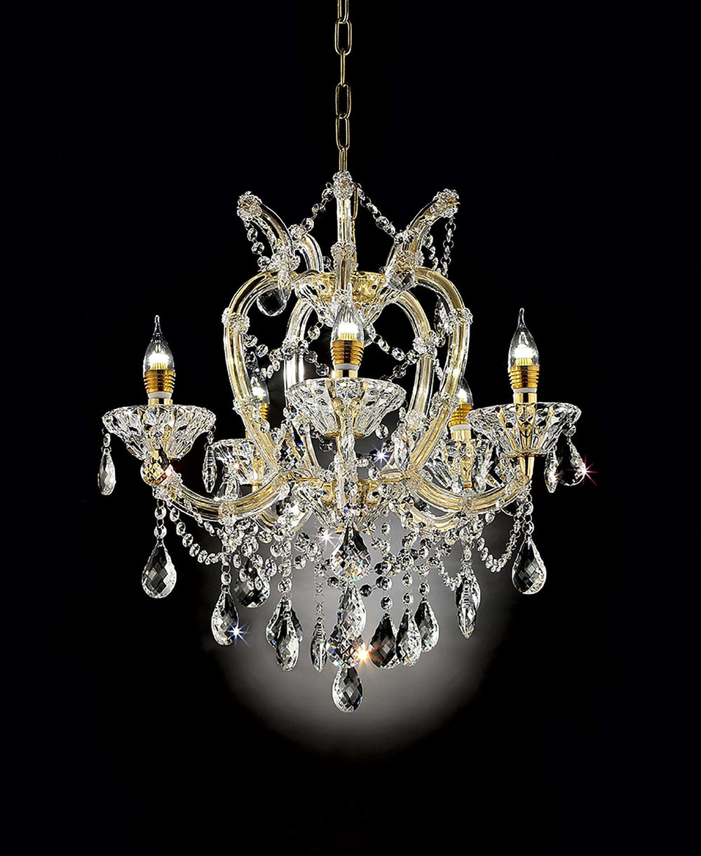 Five Light Glam Gold and Faux Crystal Chandelier - Homeroots - Flyclothing LLC