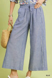 Umgee Linen Blend Striped Wide Leg Pants - Trendsi - Flyclothing LLC