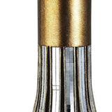 16" Polyresin Gold and Black Striped Round Urn - Homeroots