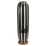 21" Polyresin Black and Silver Striped Round Floor Vase - Homeroots