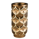 14" Polyresin Gold Geometric Cylinder Table Vase - Homeroots - Flyclothing LLC