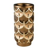 14" Polyresin Gold Geometric Cylinder Table Vase - Homeroots - Flyclothing LLC