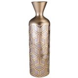 22" Gold and Brown Geometric Polyresin Floor Vase - Homeroots - Flyclothing LLC