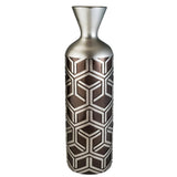 22" Brown and Silver Geometric Polyresin Floor Vase - Homeroots