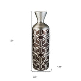 22" Brown and Silver Geometric Polyresin Floor Vase - Homeroots