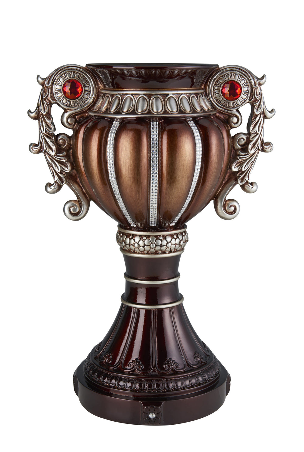 18" Brown Bronze and Silver Polyresin Urn Vase - Homeroots