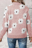 Flower Half Zip Long Sleeve Sweater - Trendsi - Flyclothing LLC