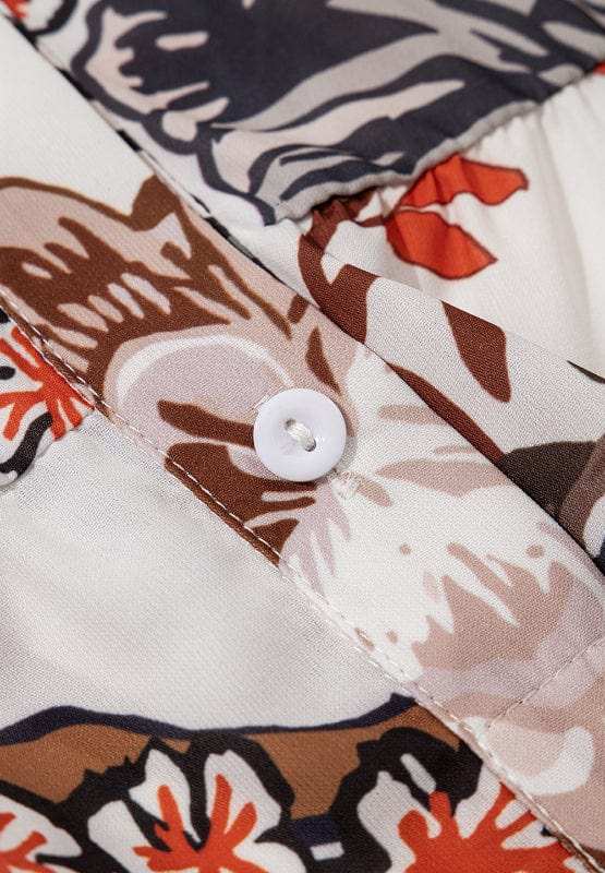 Printed Notched Flounce Sleeve Blouse - Trendsi - Flyclothing LLC