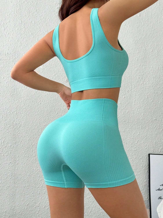 Scoop Neck Wide Strap Tank and Shorts Active Set - Trendsi - Flyclothing LLC