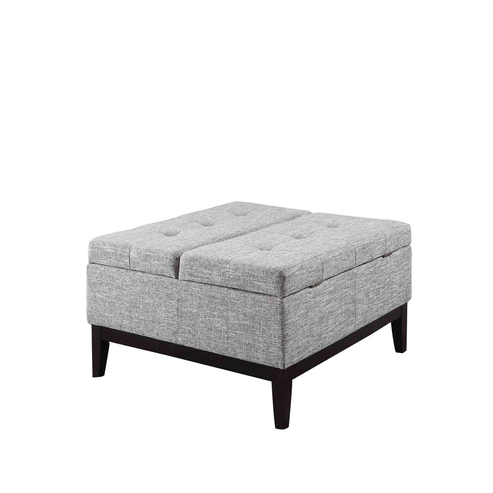 36" Light Gray Linen And Black Tufted Storage - Homeroots - Flyclothing LLC