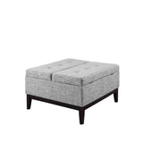 36" Light Gray Linen And Black Tufted Storage - Homeroots - Flyclothing LLC
