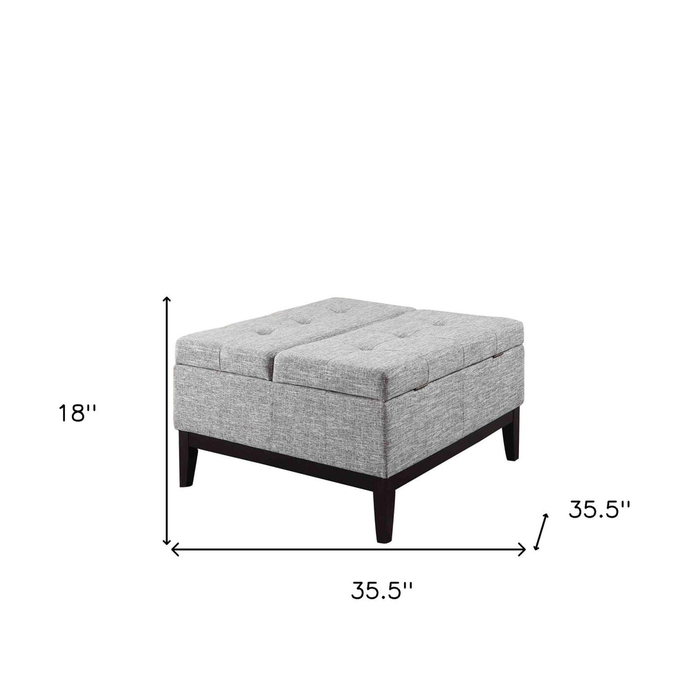 36" Light Gray Linen And Black Tufted Storage - Homeroots - Flyclothing LLC