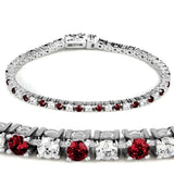46902 - Rhodium Brass Bracelet with Synthetic Garnet in Ruby - Alamode - Flyclothing LLC