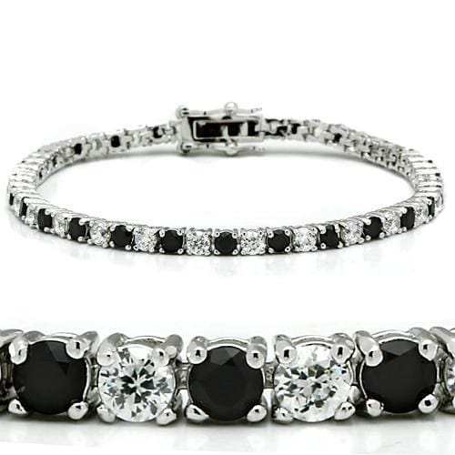 46903 - Rhodium Brass Bracelet with AAA Grade CZ in Black Diamond - Alamode - Flyclothing LLC