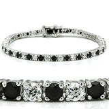 46903 - Rhodium Brass Bracelet with AAA Grade CZ in Black Diamond - Alamode - Flyclothing LLC