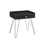 24" Gold And Black End Table With Drawer - Homeroots - Flyclothing LLC