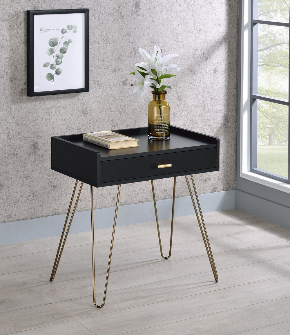 24" Gold And Black End Table With Drawer - Homeroots - Flyclothing LLC
