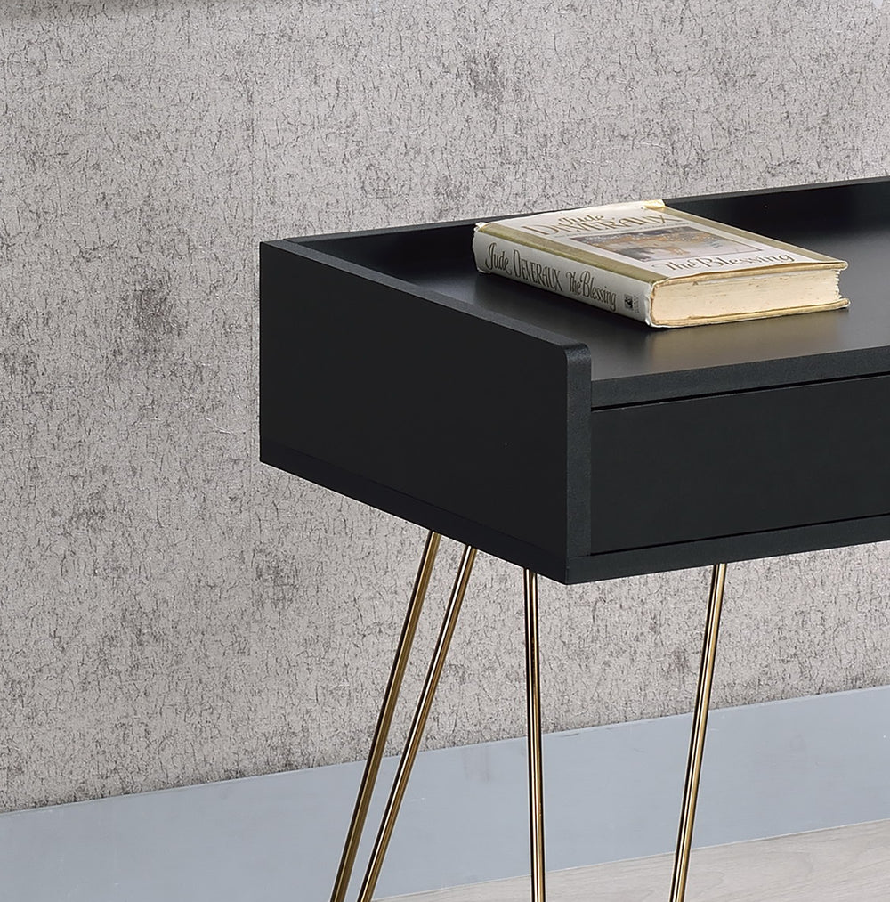 24" Gold And Black End Table With Drawer - Homeroots - Flyclothing LLC