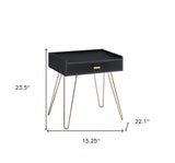 24" Gold And Black End Table With Drawer - Homeroots - Flyclothing LLC