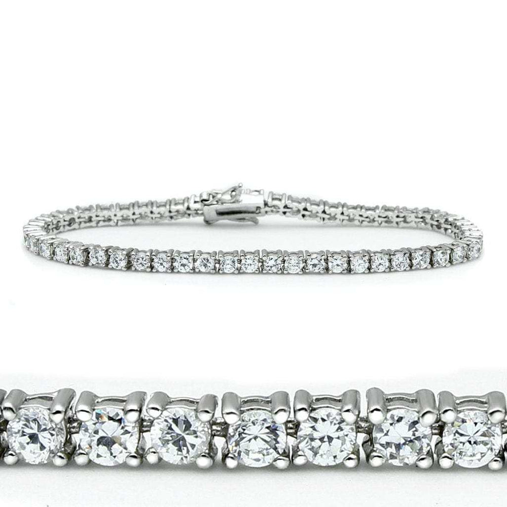 46905 - Rhodium Brass Bracelet with AAA Grade CZ in Clear - Alamode - Flyclothing LLC