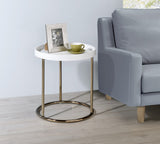 22" Copper And White Round End Table - Homeroots - Flyclothing LLC