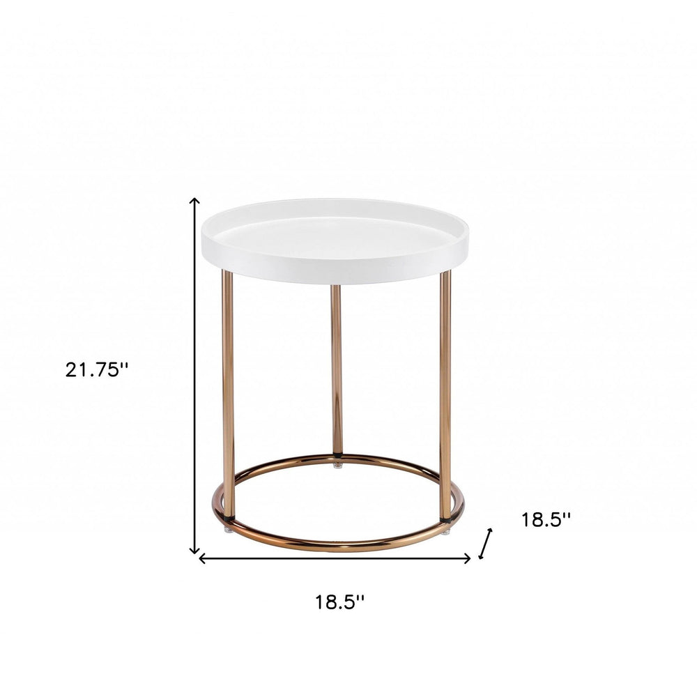 22" Copper And White Round End Table - Homeroots - Flyclothing LLC