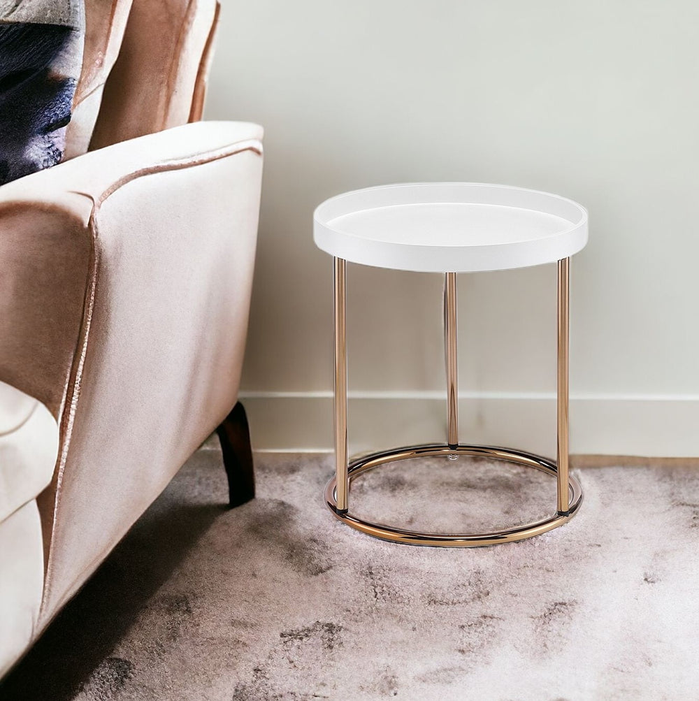 22" Copper And White Round End Table - Homeroots - Flyclothing LLC
