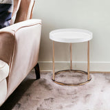 22" Copper And White Round End Table - Homeroots - Flyclothing LLC