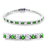 46906 - Rhodium Brass Bracelet with Synthetic Spinel in Emerald - Alamode - Flyclothing LLC