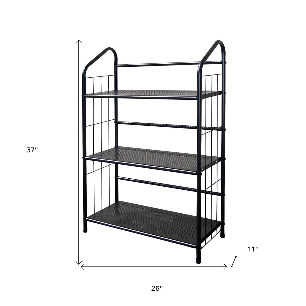 Black 3 Shelf Metal Standing Book Shelf - Homeroots - Flyclothing LLC