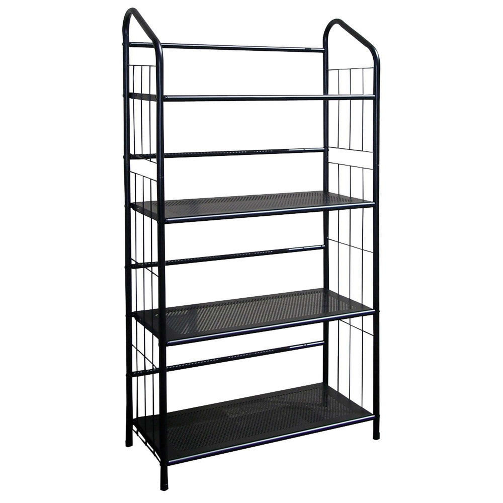 Black Four Shelf Metal Standing Book Shelf - Homeroots - Flyclothing LLC