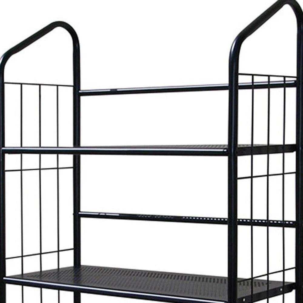 Black Five Shelf Metal Standing Book Shelf - Homeroots - Flyclothing LLC
