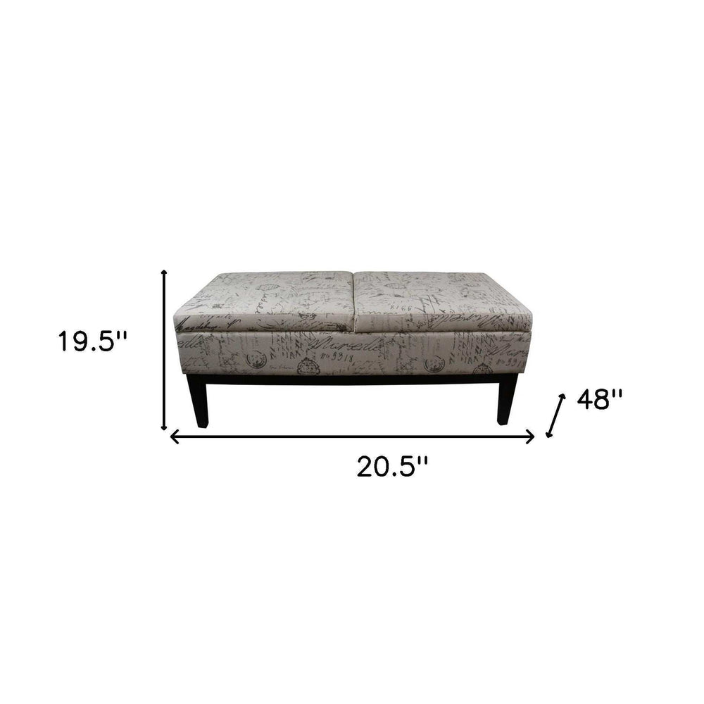 Black and White Vintage Postcard Print Dual Lift Storage Bench - Homeroots - Flyclothing LLC