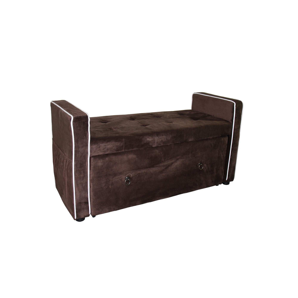 Brown Suede Shoe Storage Bench with Drawer - Homeroots - Flyclothing LLC